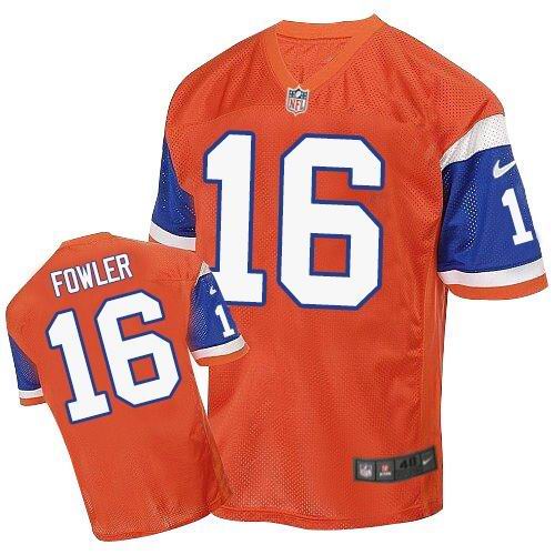 Nike Broncos #16 Bennie Fowler Orange Throwback Men's Stitched NFL Elite Jersey - Click Image to Close